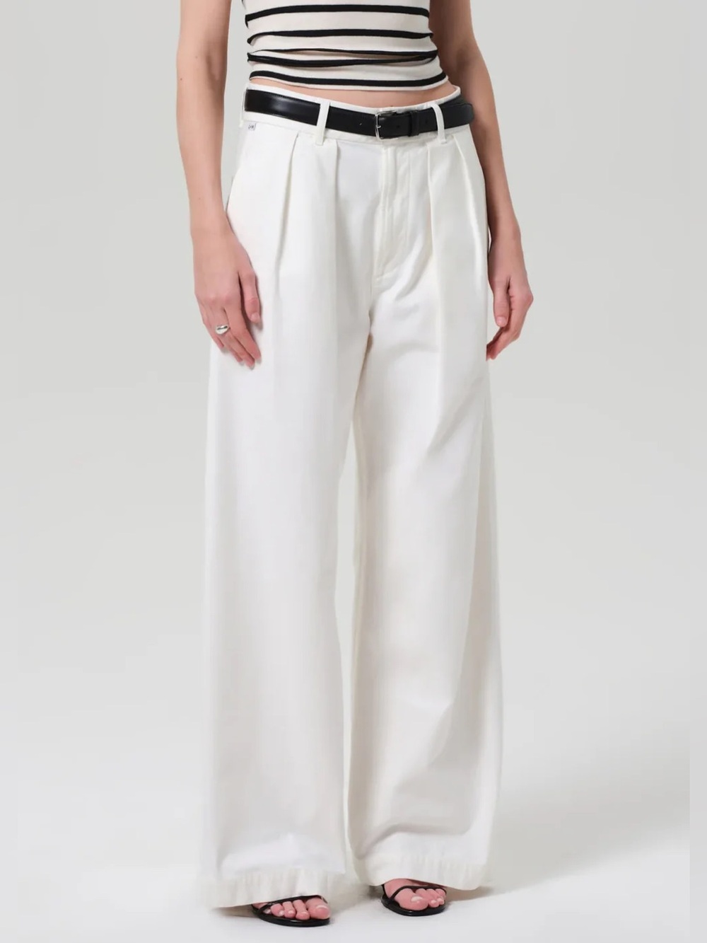 Citizens of Humanity Petra Off White Cream Wide Leg Pleated Trousers Pants sz 27